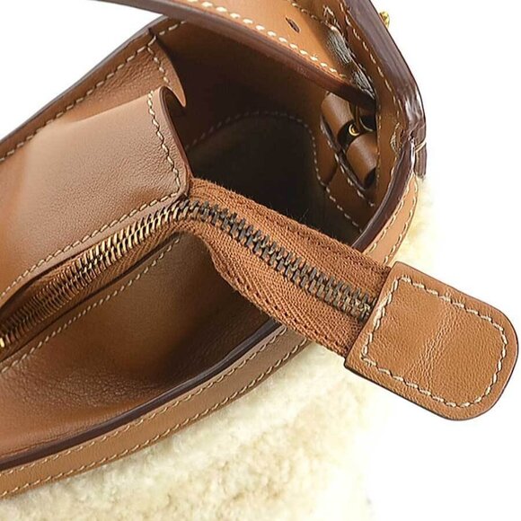 Auth TOD’S Shoulder Bag Beige/Brown Bore/Leather - Picture 11 of 15